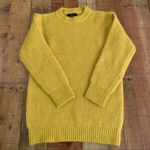 Vero moda women mustard yellow knit tunic long sleeve crew neck sweater -M